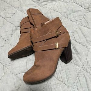 brown heeled booties